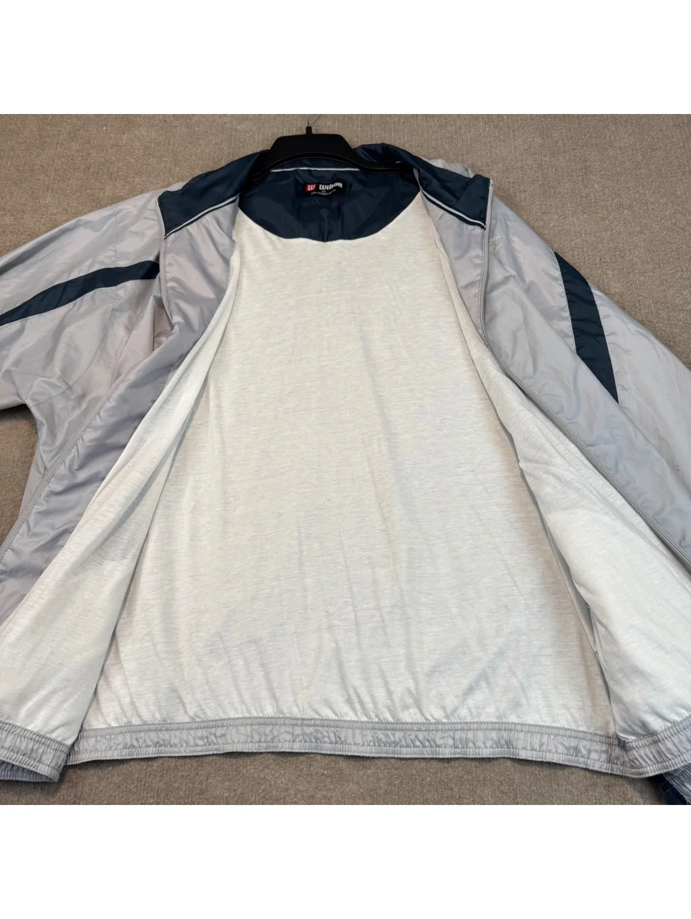 Wilson Staff Jacket Mens 2XL Golf Windbreaker Insulated Lined Striped Gray